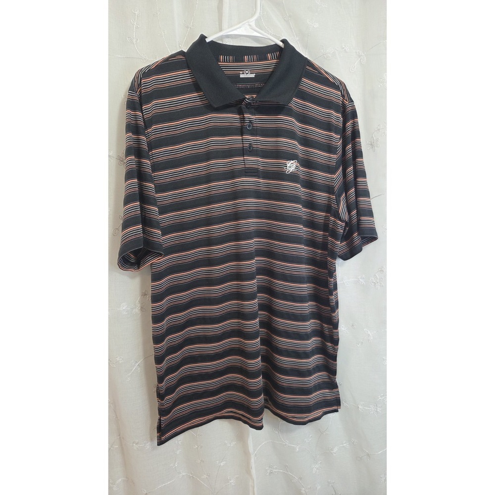 Under Armour Black Peach White  Strip‎ Polo Shirt Large